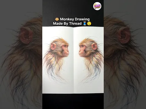 Monkey drawing made by thread #vairal #art #trending #diy #shorts