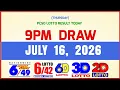 Lotto Results Today 9pm Draw July 16 2026 PCSO