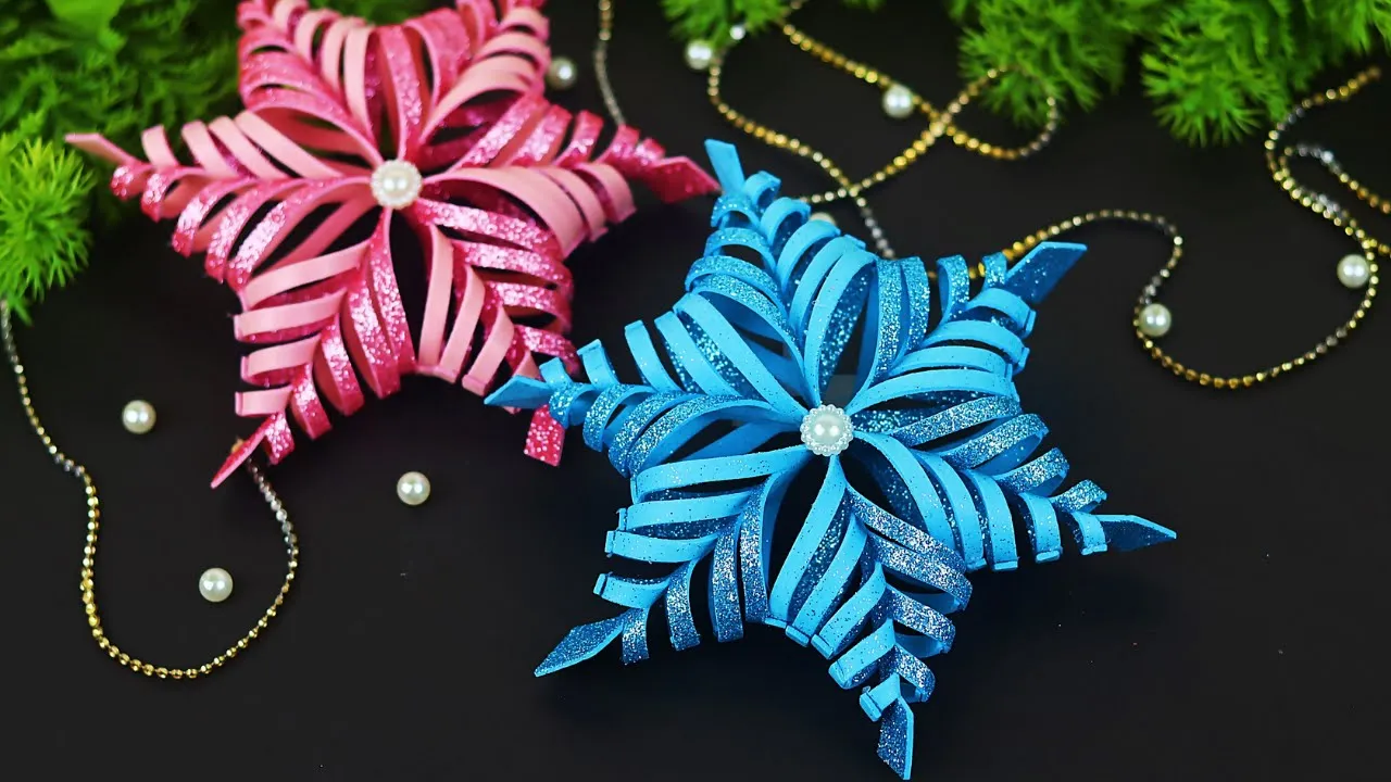 3D Snowflake From Glitter Foam Sheet | DIY Christmas Ornaments | Christmas Decoration Ideas