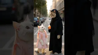 القطة الشريرة بتشرب العصير للقطه الصغيرة عشان تخطفها لكن النهاية غير متوقعة Shorts Ai Cat 