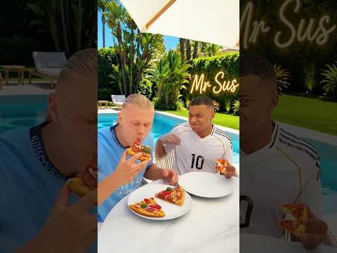 Epic Pizza Mind Games! Who came out on top 🤣😭  #funny#haaland #mbappe