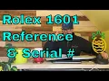 Rolex 1970 Datejust 1601 Reference Serial Number P11