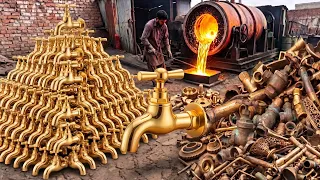 Manufacturing Mass Production of Luxury Water Tap | Process of Recycling Used Brass Scrap into Tap