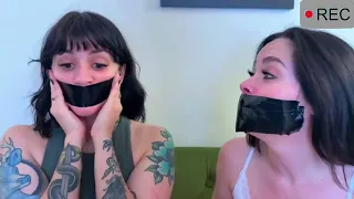 two girls testing duct tape self taped ducttape tape girls test funny