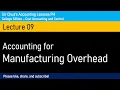 Cost Accounting and Control Lecture 09 - Accounting for Manufacturing Overhead