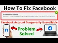 Facebook Account Temporarily Unavailable Problem 2026 Facebook Not Working Today Facebook Down