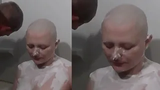 bald girl reshaved her bald head smooth part 2