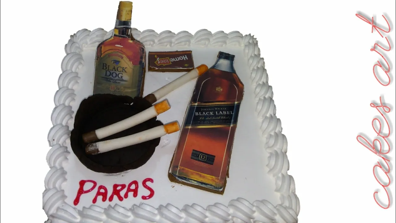 cigarette cake design | whiskey bottle cake