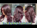 How to Red Highlights on Dark Indian Hair L Oreal magenta red Hair colour step by step easy way
