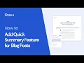 How To Add Quick Summary Feature For Blog Posts Rishi Theme
