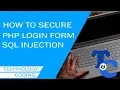 How to Secure PHP Login Form to SQL Injection PHP Tutorial