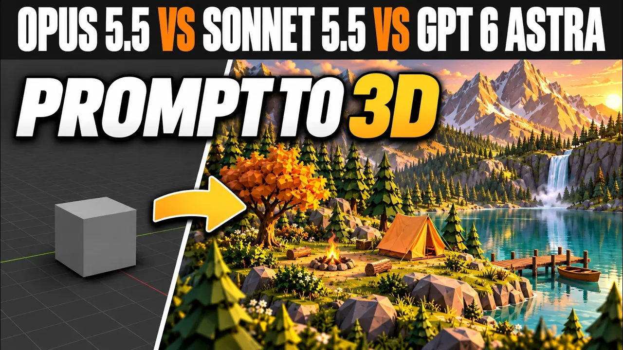 Opus 5.5 vs Sonnet 5.5 vs GPT-6 Astra: The Blender Test: video thumbnail