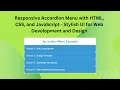 Stylish Accordion Menu with HTML CSS and JavaScript Easy Step-by-Step Guide