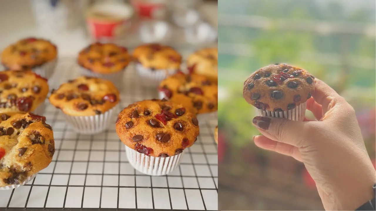 How to Make Eggless Cranberry and Chocolate Chip Muffins   Step-by-Step Recipe