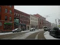 Rutland Vermont Winter Snowstorm Drive New Downtown Hotel on the Way