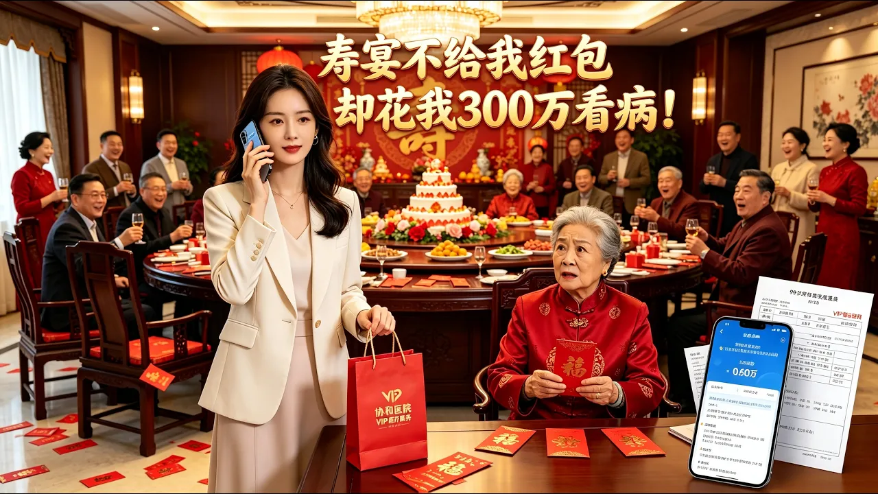 奶奶給三個孫子各8.8萬,卻當眾說忘了我的!下一秒我停止VIP醫療待遇,全家跪求原諒