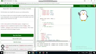 Basic CSS Use a media query to change a variable free code camp Dani