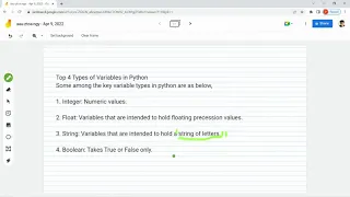 Python for beginners part 2 Types of Variables Concatination User input Type Casting