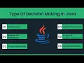 Types of Decision Making Statements if nested-ifs if-else if-else-if ladder switch in Java