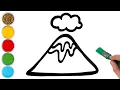 Volcano Eruption Picture Drawing Painting and Coloring for Kids Toddlers Let s Draw Together