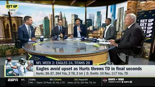 GET UP | ESPN crew reaction to Jalen Hurts throws TD with 9 seconds left to lift Eagles past Titans