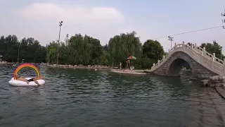 Swimming in Beijing s biggest outdoor pool