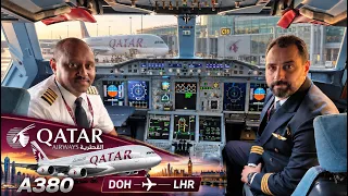 Qatar A380 Cockpit FULL FLIGHT Doha to London Heathrow