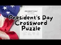 Presidents Day Crossword Puzzle for Kids Fun Educational Printable Activity
