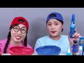 Red Food  VS Blue Food Color Challenge DONA