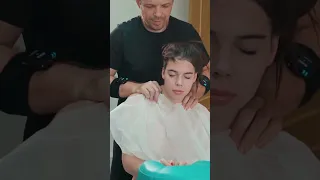 Neck cracking and chair massage for student Lisa