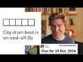 Minute Cryptic Clue for 15 Dec 2024 City drum beat is on-and-off 5