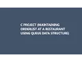 Restaurant management system c project