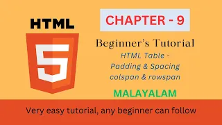 HTML Tutorial for Beginners CHAPTER - 9 Padding Spacing colspan rowspan MALAYALAM