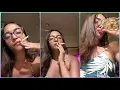 Glasses girl smoking and drinking hot indian girl smoking cigarette More s in bio