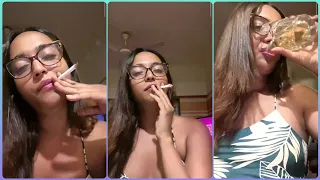 glasses girl smoking and drinking hot indian girl smoking cigarette more videos in bio 