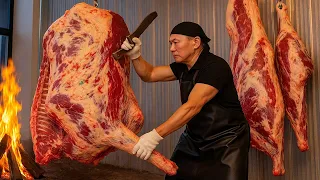 Unique Butchering Skills - Professional Chef Breaks Down Beef with Amazing Knife Skills