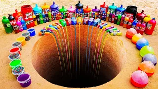 Giant Underground 1000L Hole Experiment with Big Pepsi, Fanta, Mtn Dew, Coca Cola vs Mentos