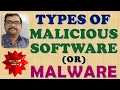TYPES OF MALICIOUS SOFTWARE TYPES OF MALWARE MALICIOUS CODE VIRUS ETHICAL HACKING