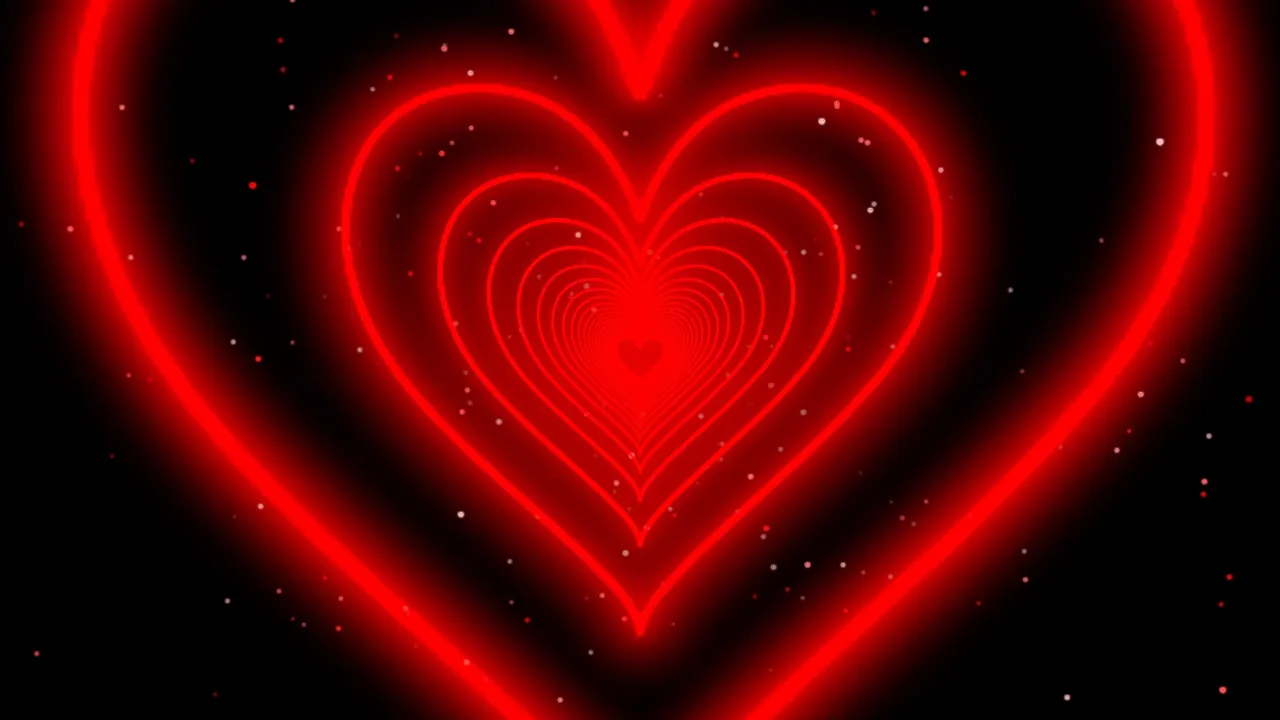 Heart Tunnel❤️Red Heart Background | Neon Heart Background Video | Wallpaper Heart [3 Hours]