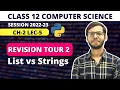 Class 12 Python List vs Strings Revision Tour 2 Class 12 Computer Science Vishal Kumar