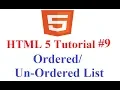 HTML 5 Tutorial Working with Ordered and Un-ordered List ol and ul