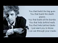 Bob Dylans Masters of war with lyrics
