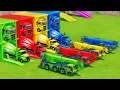 Garage with Colors - ALL MIXER TRUCK WITH DOUBLE FLATBED TRAILER TRUCK, MAN, INTERNATIONAL, TEREX