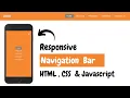 Responsive Navigation Menu Bar using HTML CSS Javascript Javascript Animated Navbar