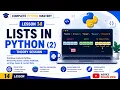 Python Lists Part 2 List Methods Sorting Loops Nested Lists Lesson 18 Theory