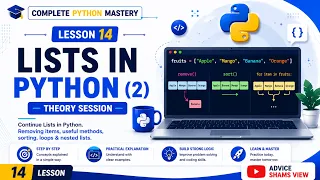 Python Lists Part 2 List Methods Sorting Loops Nested Lists Lesson 18 Theory