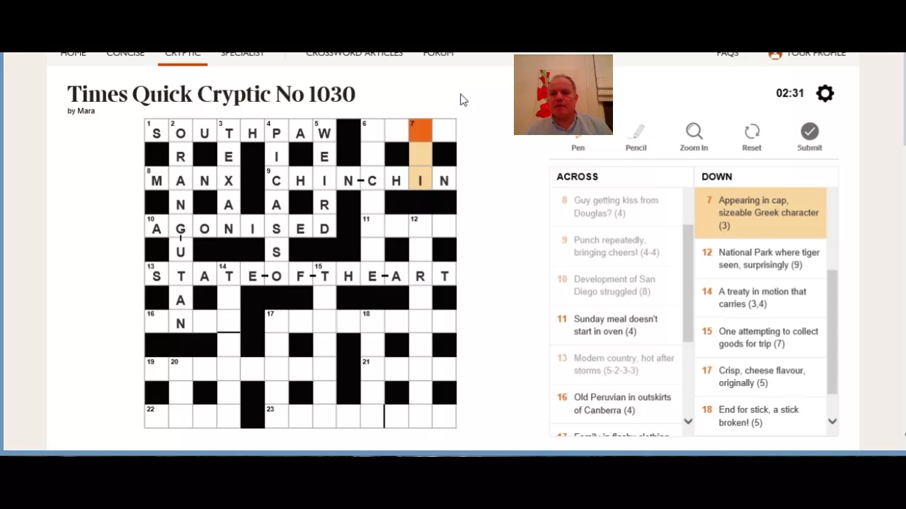Solving the Quick Cryptic on 19th February