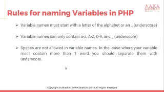 07 PHP Tutorial Rules For Naming Variables in PHP