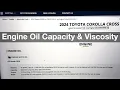 2024 Toyota Corolla Cross Engine Oil Capacity Viscosity Specifications How much oil
