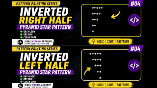 Inverted Right Left Half Pyramid Star Pattern in Python Pattern Printing Tutorial